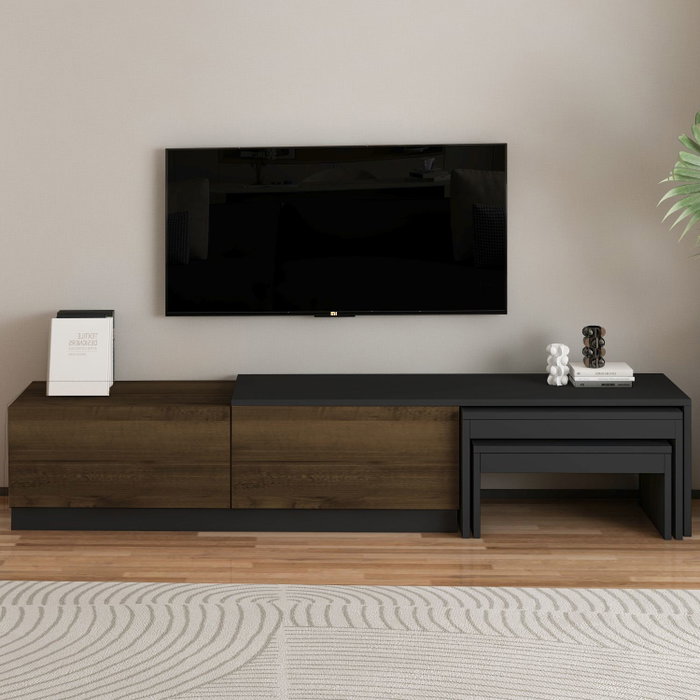 Hanah Home Nest Soporte para TV Antracita y Nogal Antiguo Hanah Home Nest Soporte para TV Antracita y Nogal Antiguo